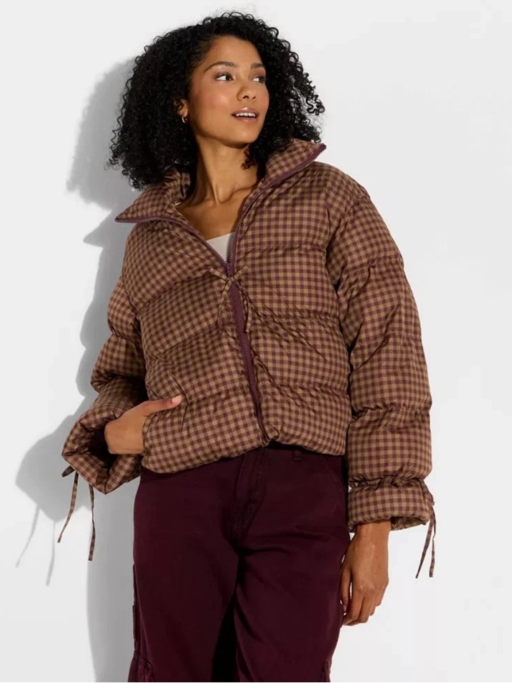 Wild Fable Gingham Puffer Jacket SO CUTE Size Small